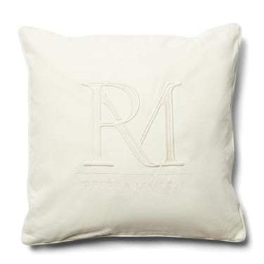 Riviera Maison RM Monogram Pillow Cover, Cushion Cover, Decorative Pillow, Square - RM Monogram Pillow Cover - White - Cotton - (LxW) 50x50 on Sale